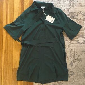 Cos stores Dark Green Button-Up romper with Belt